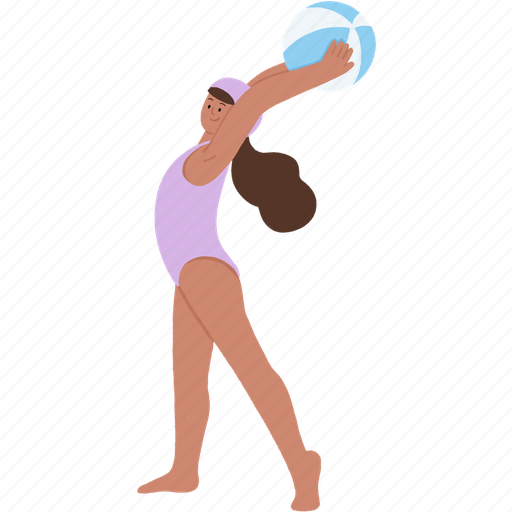 Girl, playing, woman, rubber ball, throwing, summer, beach icon - Download on Iconfinder