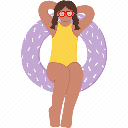 Girl, relaxing, relaxation, woman, swimming ring, summer, beach icon - Download on Iconfinder