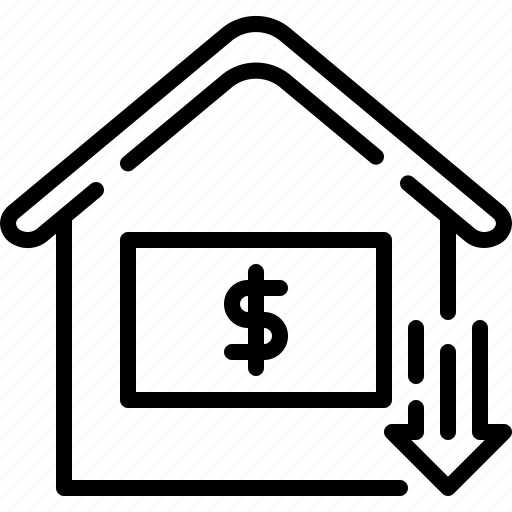 House, loan, mortgage, debt, lower, reduce, allowance icon - Download on Iconfinder