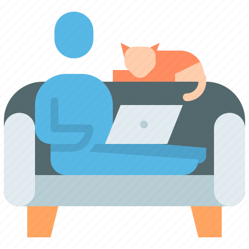 Work, home, couch, laptop, working, remote, teleworking icon - Download on Iconfinder