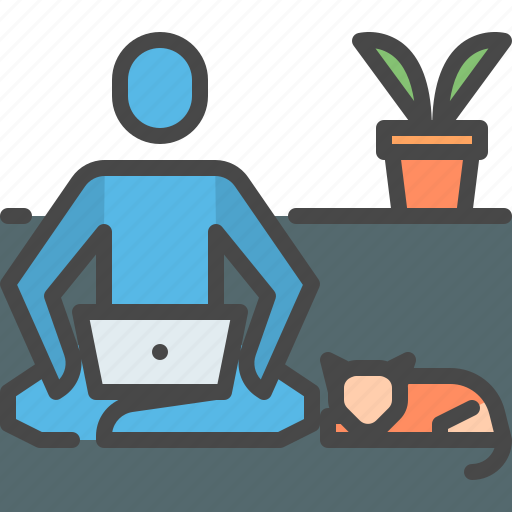 Work, home, meditation, laptop, working icon - Download on Iconfinder