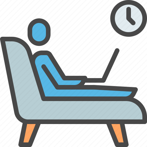 Work, home, reclining, chair, bed, remote, working icon - Download on Iconfinder