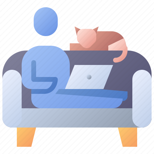 Work, home, couch, laptop, working, remote, teleworking icon - Download on Iconfinder