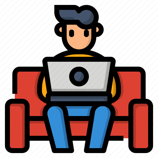 Conference, home, man, online, sofa, work, laptop icon - Download on Iconfinder
