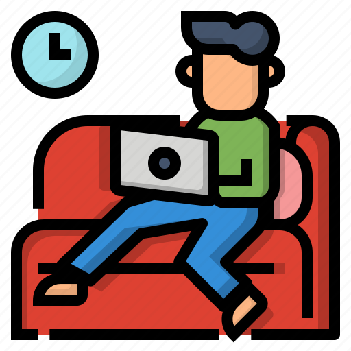 Comfy, couch, from, home, on, work, laptop icon - Download on Iconfinder