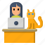 avatar, cat, lifestyle, table, woman, work from home, working 