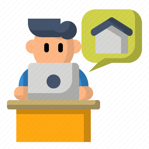 At, desk, from, home, work, laptop icon - Download on Iconfinder