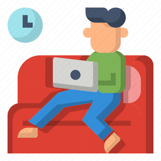 Comfy, couch, on, work from home, laptop icon - Download on Iconfinder