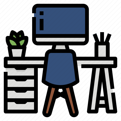Computer, desk, desktop, workfromhome, workspace icon - Download on Iconfinder