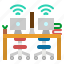 chair, computer, office, partition, table 