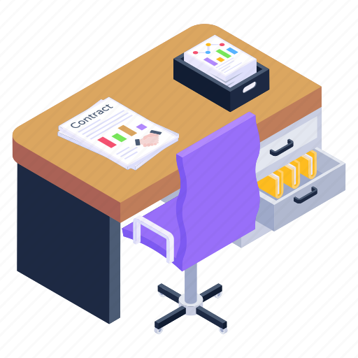 Office desk, employee table, working area, workstation, workspace icon - Download on Iconfinder