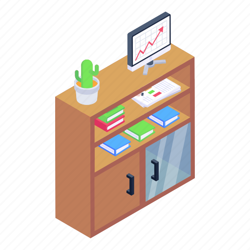 Working table, working desk, files rack, office table, workstation icon - Download on Iconfinder