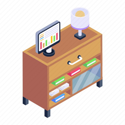 Office cabinet, office files table, office table, office desk, office interior icon - Download on Iconfinder