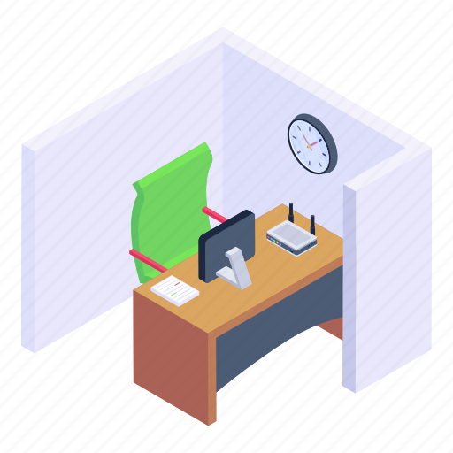 Workplace, workspace, workstation, office cabin, office room icon - Download on Iconfinder