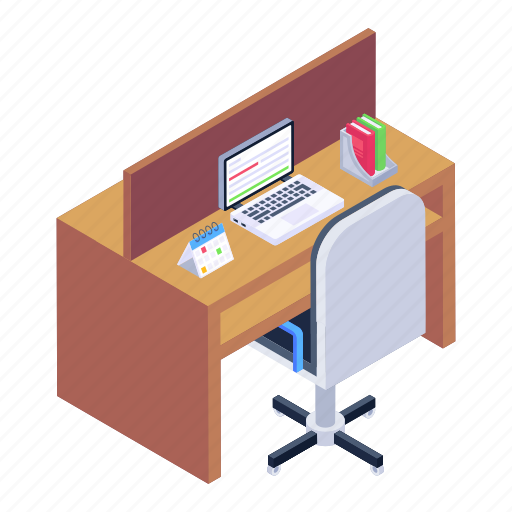 Office cabin, employee cabin, office desk, office table, working area icon - Download on Iconfinder