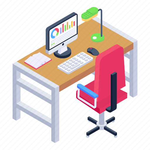 Workplace, workspace, workstation, office table, employee desk icon - Download on Iconfinder
