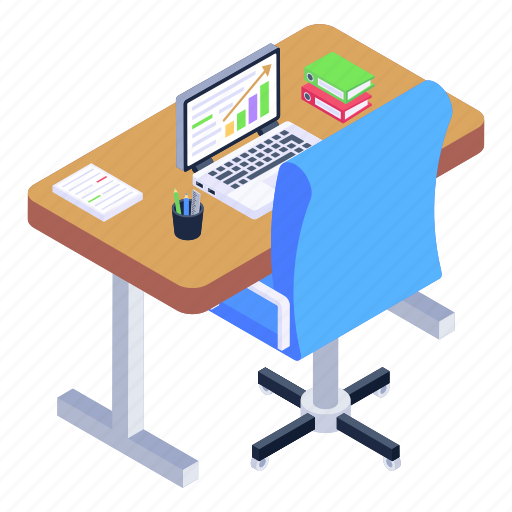 Office table, employee table, employee desk, office, place of work icon - Download on Iconfinder