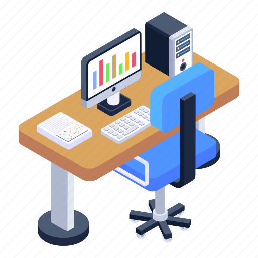Workplace, workspace, workstation, place of work, computer table icon - Download on Iconfinder
