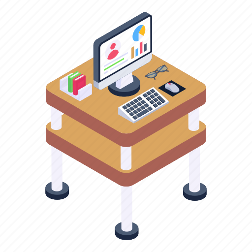 Workstation, workplace, place of work, office desk, computer table icon - Download on Iconfinder
