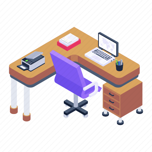 Workstation, employee desk, place of work, workspace, working area icon - Download on Iconfinder