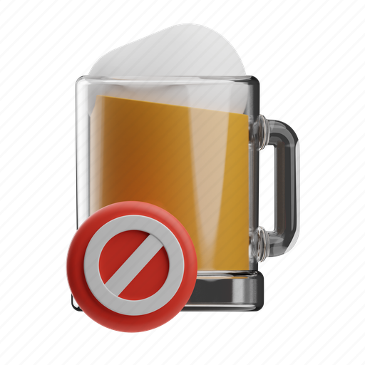 No, drinking, glass, forbidden, sign, drink, beverage 3D illustration - Download on Iconfinder