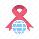 cancer, care, day, globe, ribbon, world