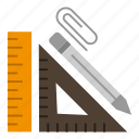 clip, construction, pencil, repair, ruler, scale