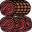 pancetta, meat, pork, rolled, cooking, string, food, kitchen, meal