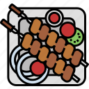 kebab, food, cuisine, stick, recipes, plate, delicious, grill, meal, middle, silhouette, traditional