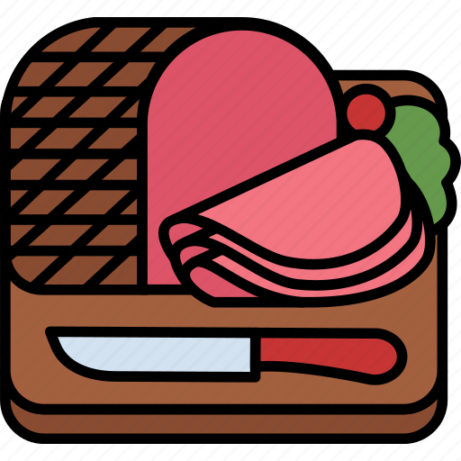 Ham, food, cutting, knife, meat, pork, smoking icon - Download on Iconfinder