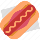 hotdog, sandwich, sausage, buns, ketchup, mustard, fast, food