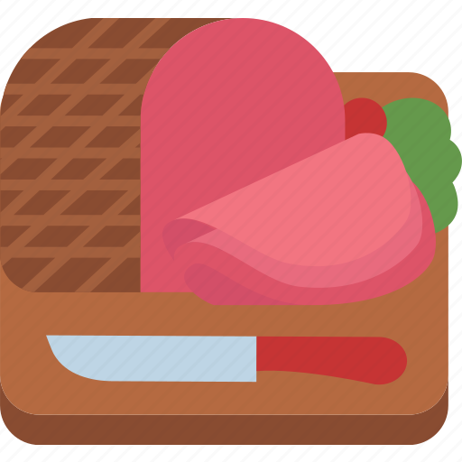 Ham, meat, smoking, pork, food, cut, knife icon - Download on Iconfinder