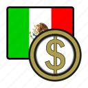 coin, exchange, mexico, money, peso, payment, mexican flag