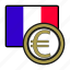 coin, euro, exchange, france, money, payment, france flag 
