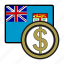coin, dollar, exchange, fiji, money, payment 