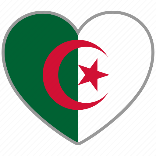 Algeria, flag heart, country, flag, love icon - Download on Iconfinder