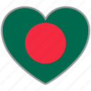 bangladesh, flag heart, country, flag, love