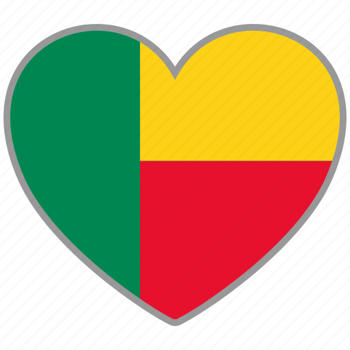 Benin, flag heart, country, flag, love icon - Download on Iconfinder