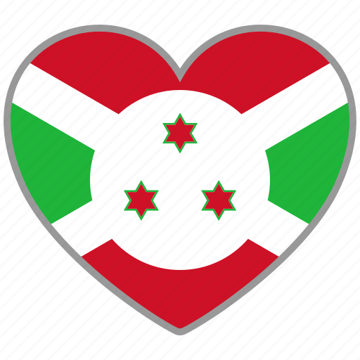 Burundi, flag heart, country, flag, love, national icon - Download on Iconfinder
