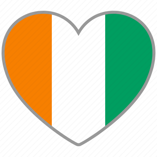 Cote d'ivoire, flag heart, flag, love icon - Download on Iconfinder