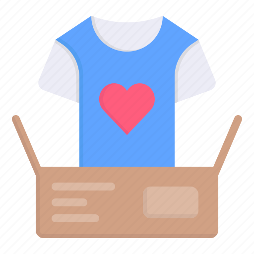 Tshirt, solidarity, fashion, heart, box, love and romance, clothes donation icon - Download on Iconfinder