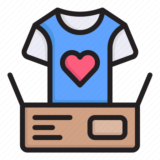 Tshirt, solidarity, fashion, heart, box, clothes donation, love and romance icon - Download on Iconfinder