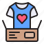tshirt, solidarity, fashion, heart, box, clothes donation, love and romance 