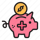 deposit, savings, donation, coin, healthcare, medical, money, piggy bank