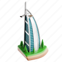 arab, burj al arab, 3d icon, 3d illustration, 3d render, luxury, hotel, world landmark, landmark 