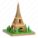 eiffel, tower, eiffel tower, 3d icon, 3d illustration, iconic, paris, world landmark, landmark 