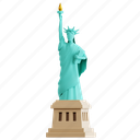 statue, liberty, statue of liberty, 3d icon, 3d illustration, freedom, new york, world landmark, landmark 