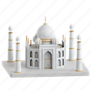 mahal, taj mahal, 3d icon, 3d illustration, 3d render, mausoleum, architecture, world landmark, landmark 