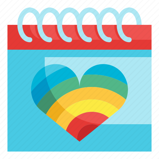 Calendar, heart, event, wedding, rainbow icon - Download on Iconfinder