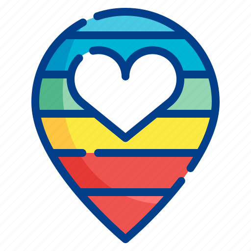 Pin, rainbow, heart, location, love icon - Download on Iconfinder